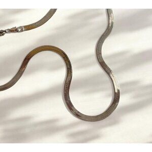 Silver Toned Herringbone Chunky Classic Chain Necklace w/ Lobster Claw Enclosure